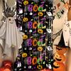 Festive Halloween Curtain Foil Fringe for Halloween, Orange Purple Black Background Photo Booth Backdrop Props, Pumpkin Ghost Bat Party Decoration