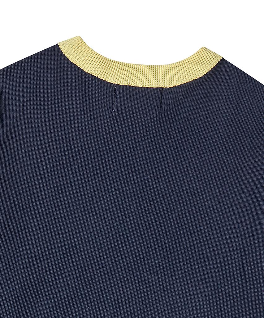 BEYOND CLOSET [Collection Line] Modern Art Stitch Long Sleeve Navy