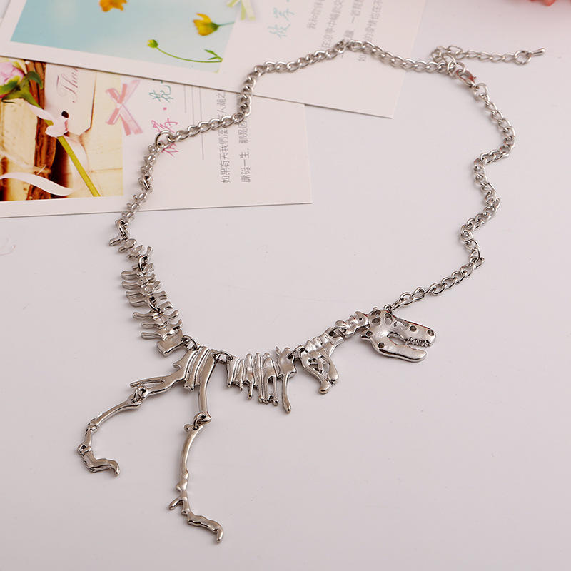 Fashion Gothic Dragon Tyrannosaurus Skeleton Dinosaur Necklaces & Pendants Chain Choker Collar Necklace For Women