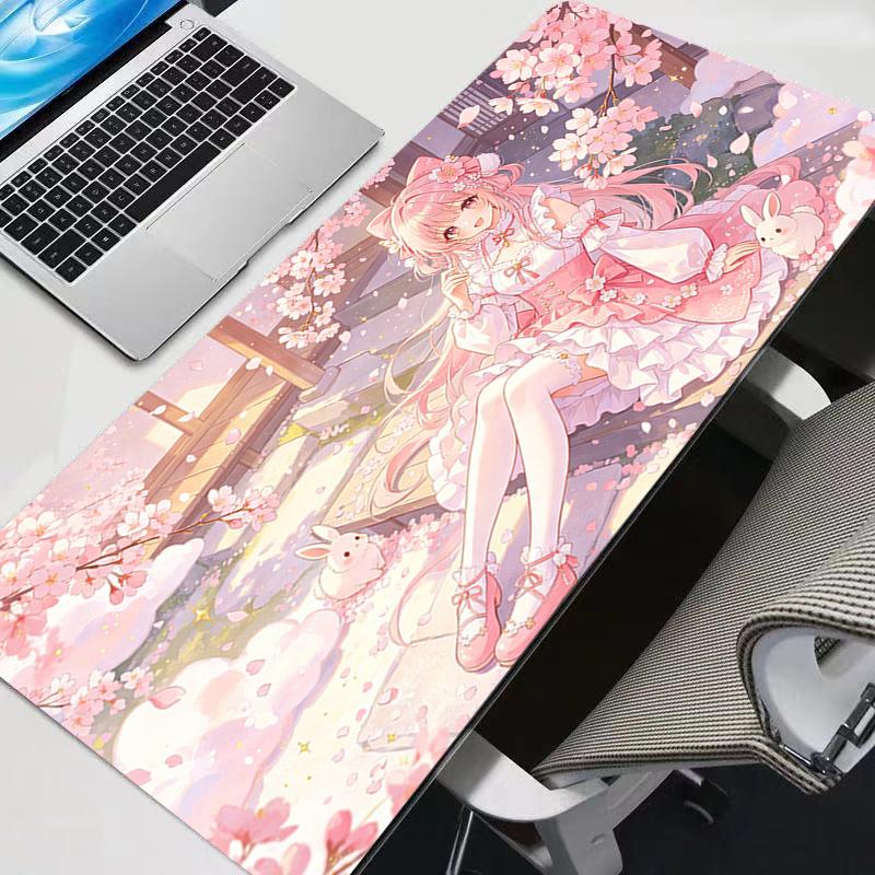 Big Mouse Pad Game Computer Keyboard Pad Kawaii Gaming Accessories Soft and Cute Anime Extended Mat Table LockEdge Pink Mousepad