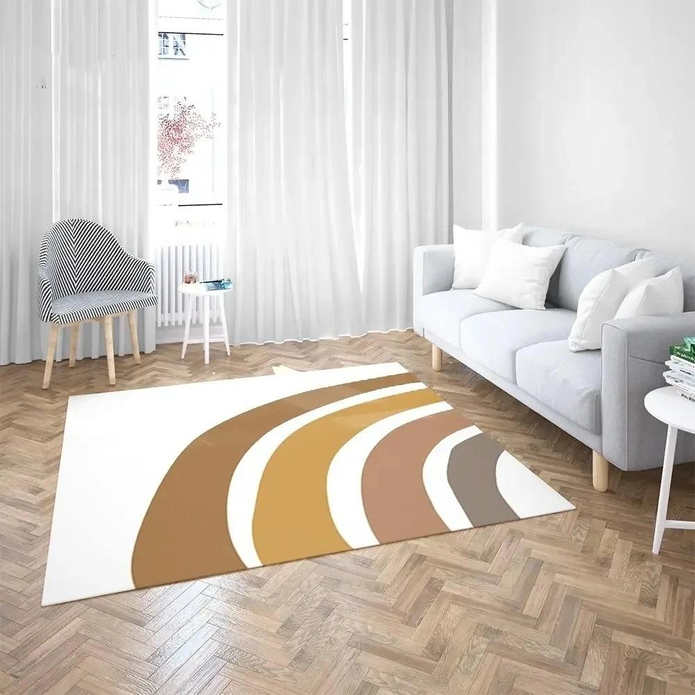 Rainbow  Carpet Mat Rug with Modern  Abstract Minimalist Pattern Home Decoration for Living Room Bedroom Non-slip Indoor Rug