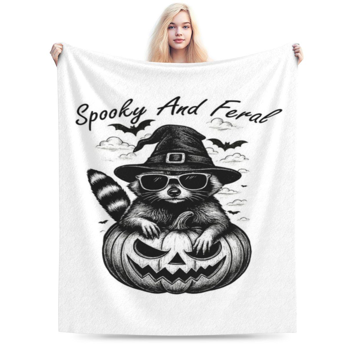 Spooky Raccoon Spooky And Feral Funny Halloween Animal Design Custom Comfortable Party An UltraSoft Micro Fleece Blanket 75x100cm 30x40in