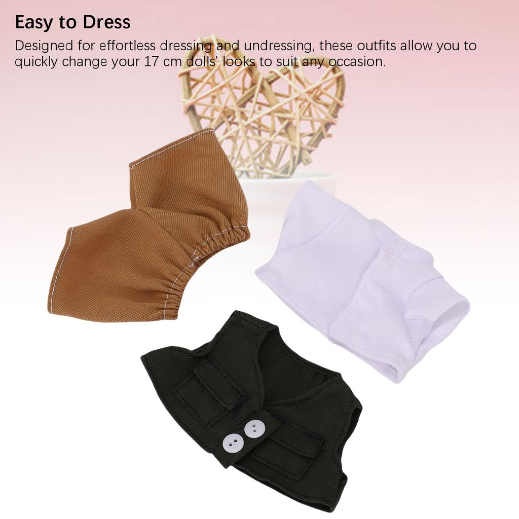 17cm Doll Clothes Pocket Gentleman Style Vest Shirt Pant Doll 3 Piece Set Stylish Outfit for Play Collection Gift
