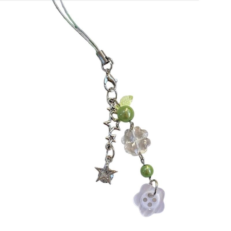 Счастливый Зеленый Четырехлистный Клевер Брелок Бусина-Шарм Корейский Стиль Модный Аксессуар Для Сумок Украшение на Телефон