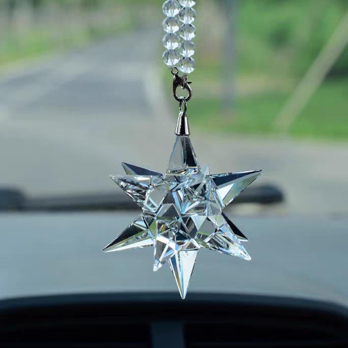 Goddess Style Crystal Snowflake Car Mirror Pendant - High-End Interior Ornament