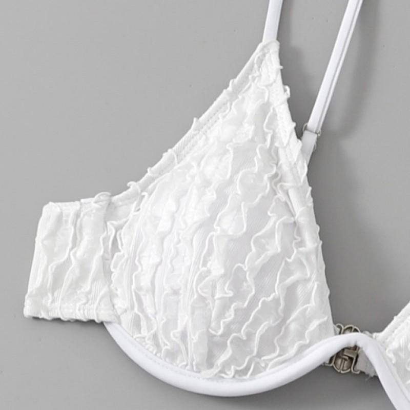 Bikini Traje de Baño Color Sólido Dividido Tres Piezas Sexy Cintura Pura Deseo