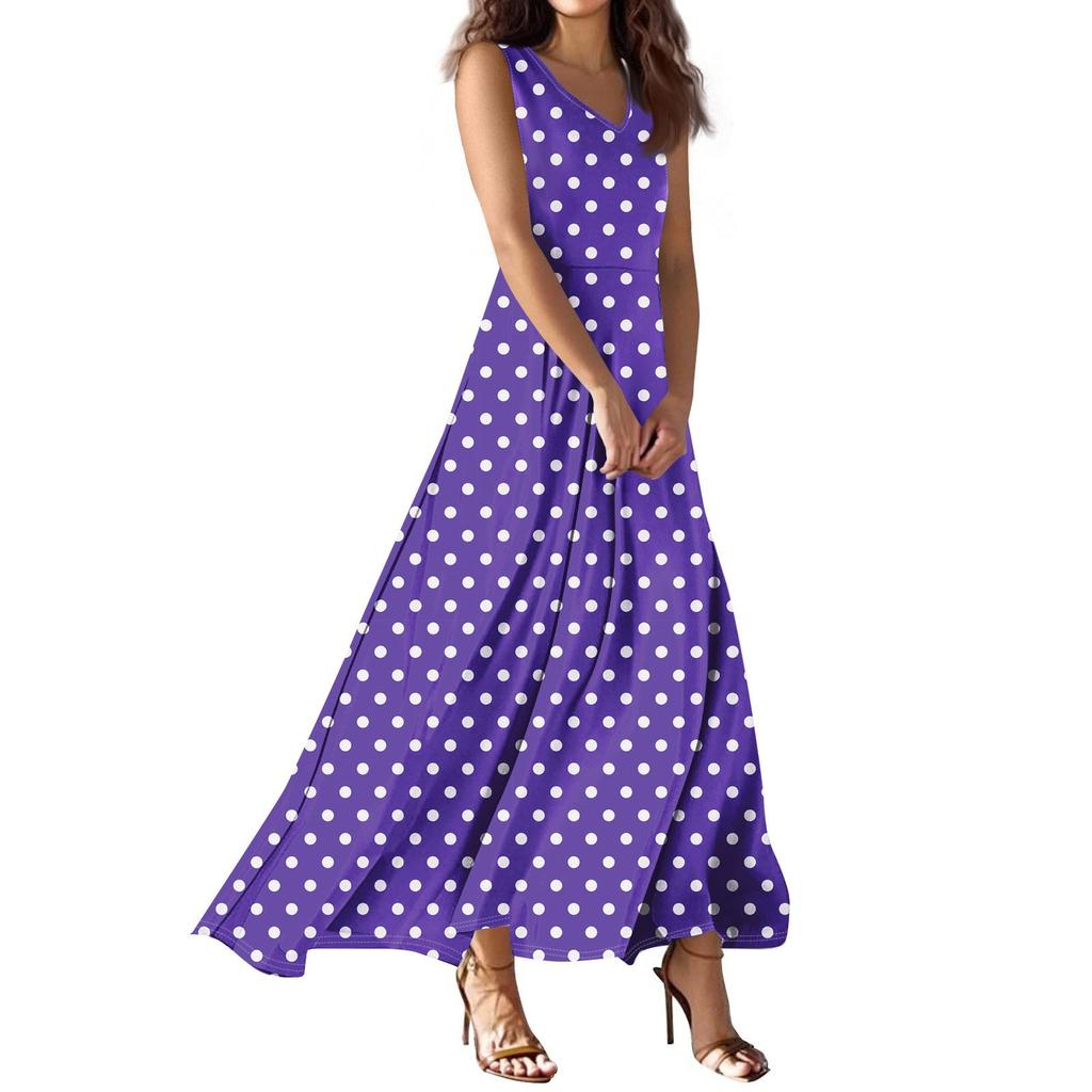 Women's Summer Casual Fashion  Dress V Neck Sleeveless Dress
