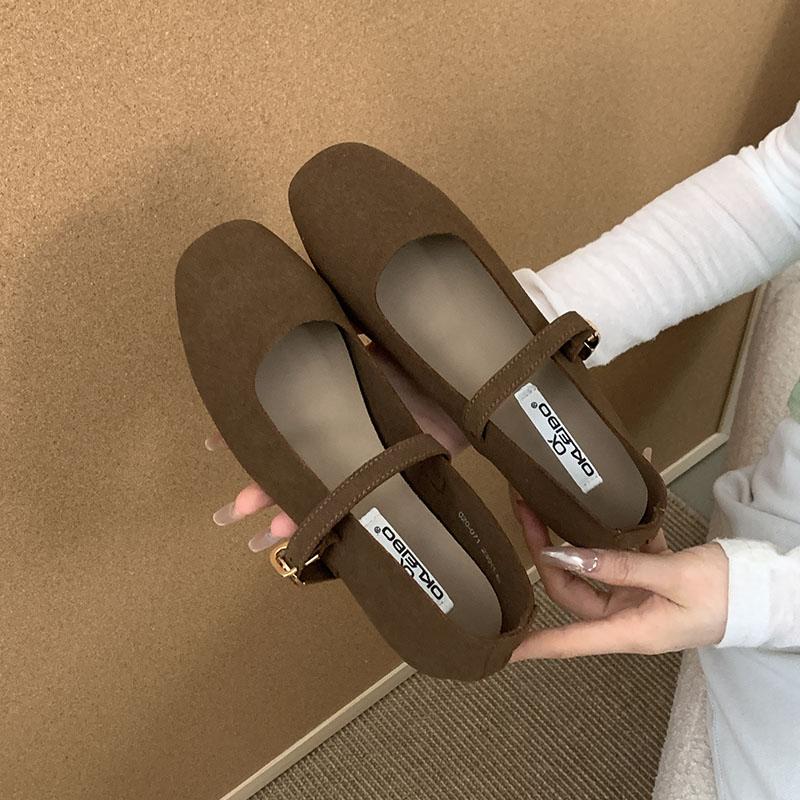 Fashion Soft Footwear Shallow Women Flats Lolita Shoes Casual Female Square Toe Fashion Buckle Strap Ladies Mary Janes Flats Shoes