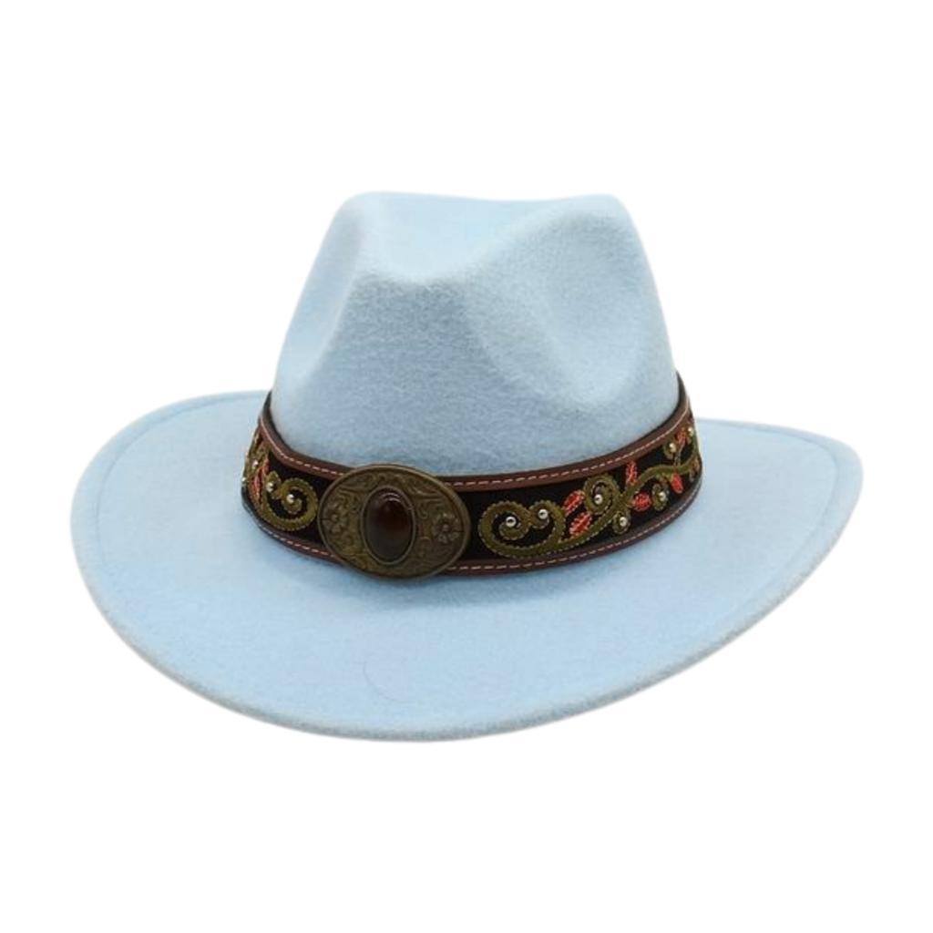 Sunshade Big Eaves Western Cowboy Hat Rolled Eaves Ethnic Style Decorative Design Felt Hat Top Hat
