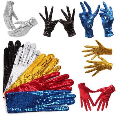 1 Paar Kinder Pailletten Show Jazz Handschuhe Tanz Glitzer Rave Kostüm Party Halloween Tanz