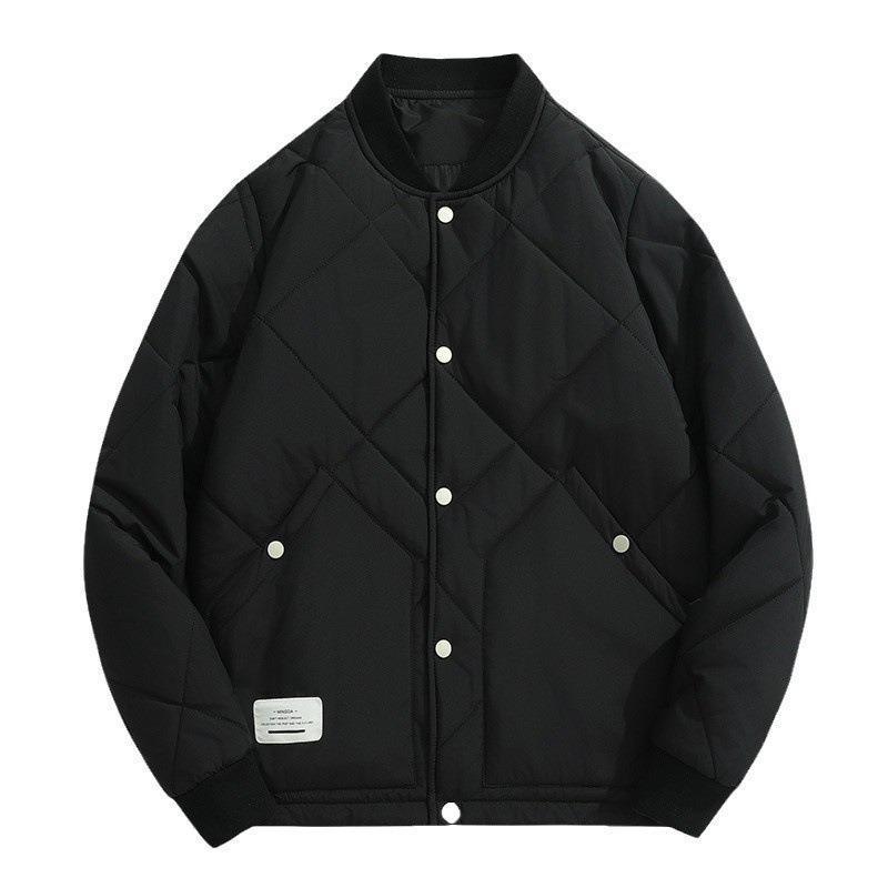 Baseball collar irregular cotton-padded clothes winter men's new thermal cotton-padded jacket casual fashion jacket men's rhombus plaid