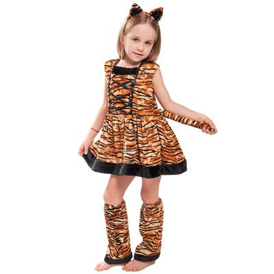 Children’s Tiger Costume Cute Headband Halloween Dress for Girls Kids Funny Animal Cosplay Party Outfit