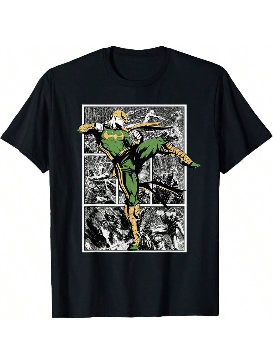 Marvels Comics Retro Classic Iron Fist Rain Battle Panels T-Shirt S разноцветный