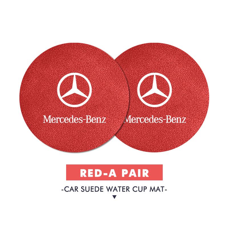 2pcs Car Coasters Anti-Slip Pad Cup Holder Mat Accessories For Mercedes Benz AMG A C E S G Class W201 W210 W108 W204 W205 W203 LU3