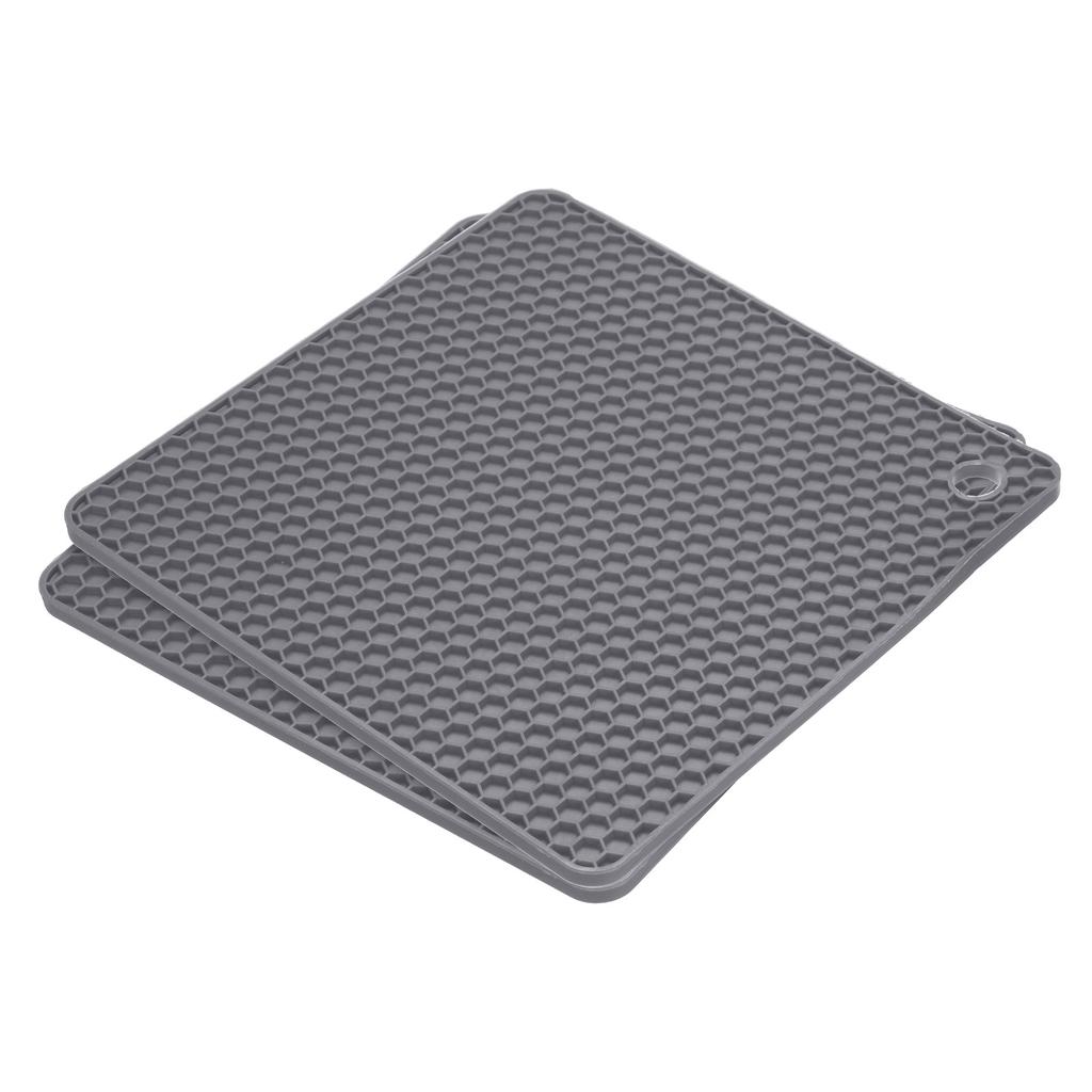 2pcs Uxcell Dish Drying Mat Set 18 X 18 Cm Silicone Reusable Drain Pad Heat Resistant Suitable for Kitchen Counter Fridge Drawer