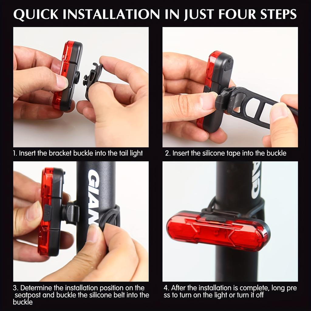 Luce Posteriore per Bici Super Luminosa con Ricarica USB, Lampada Posteriore a LED Impermeabile, Luce di Avvertimento di Sicurezza per Ciclismo Notturno, Accessori per Ciclismo