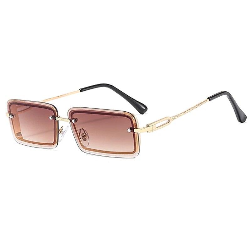 New Stylish Small Square Metallic Gradient Sunglasses For Men Women UV400 Protection Classic Design