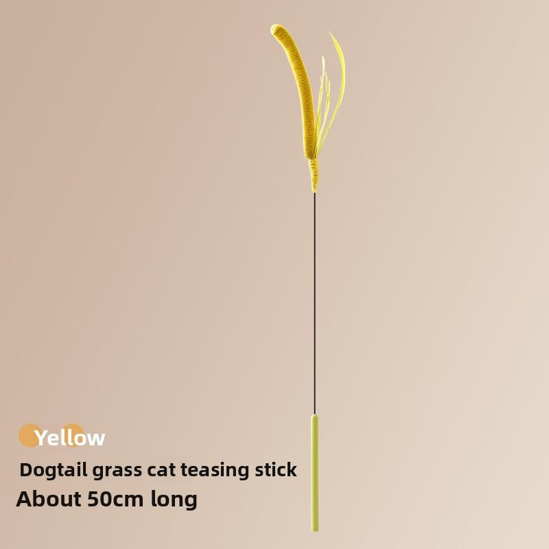 Cat Toy Dog Tail Grass Extra-long Cat Toy Stick Feather Stick Steel Wire Cat Toy Feather Cat Toy Stick Flexible