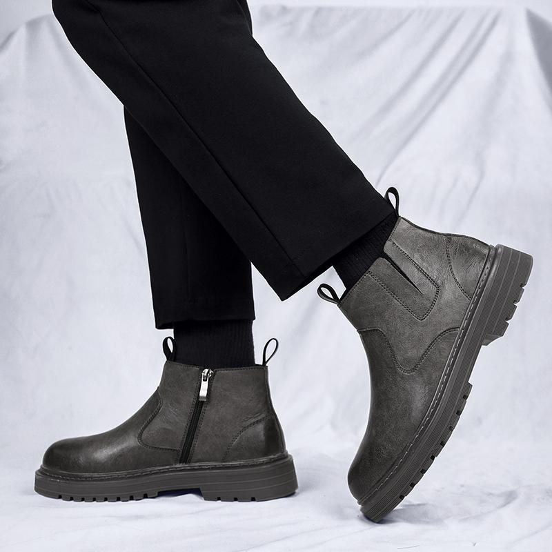 Fashion Autumn and winter men's boots Fashionable street style Outdoor leisure business party Office motorcycle men's leather shoes