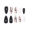 Reusable Press-On Nails With Black Line Design Almond Shape Minimalist Style Gel Glue Or Jelly Adhesive