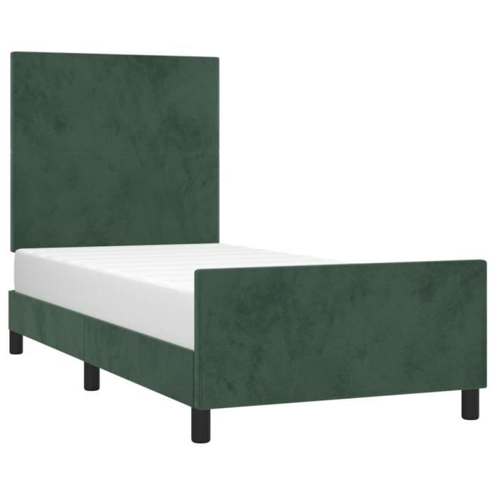 VidaXL Cadre de lit avec tête de lit Vert foncé 90x200 cm Velours3125614