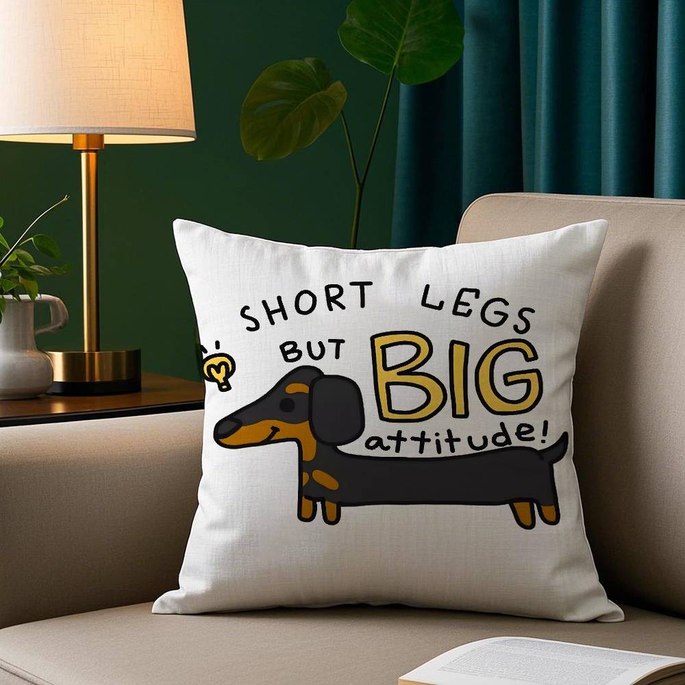 Cute Dachshund Dog Pillow Case Short Plush Print Cushion Cover Square Throw Pillow Covers Sofa Home Decor
