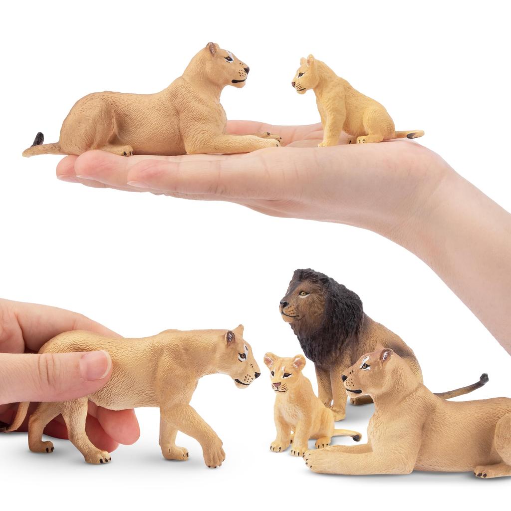 TOYMANY 6-Piece Lion Figure Set, Wild Animal Figures, Animal Models for Parents and Children, Realistic Animal Models, Popular Animal Toys, Birthday