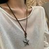 Adjustable Leather Rope Star Pendant Necklace for Women Vintage Ethnic Style