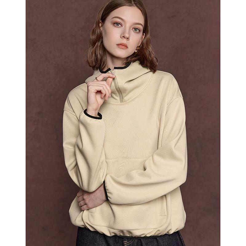 Wudao Color-Block Fleece-Lined Half-Zip Hoodie