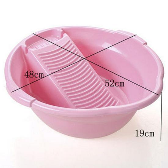 Thickened Plastic Washbasin with Washboard for Laundry and Baby Clothes