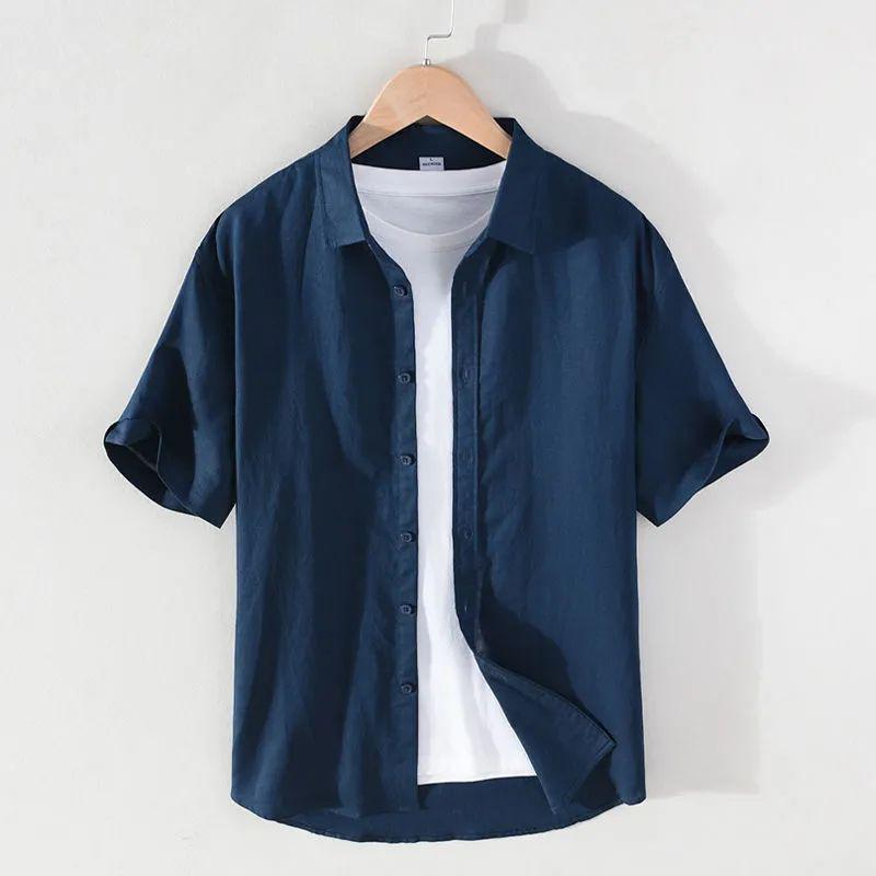 Japanese Cotton Linen Long-Sleeve Shirt - Casual, Loose, Solid Color, Fresh Youthful Style