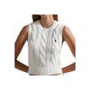 Polo Ralph Lauren Embroidered Pony Crew Neck Cable Knit Sleeveless Top Women Tops White WMPOSWENC021163-100