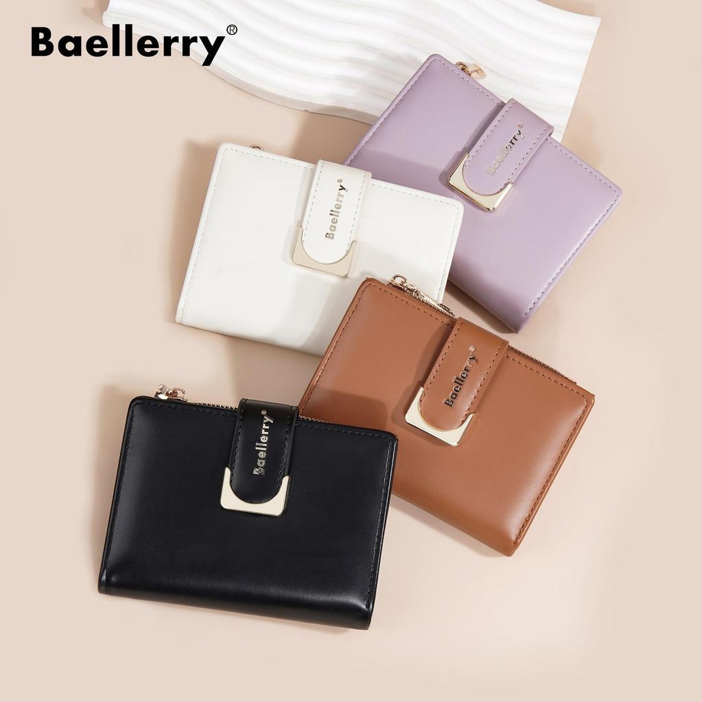 Baellerry Women's Solid Color Snap Button Zipper Wallet