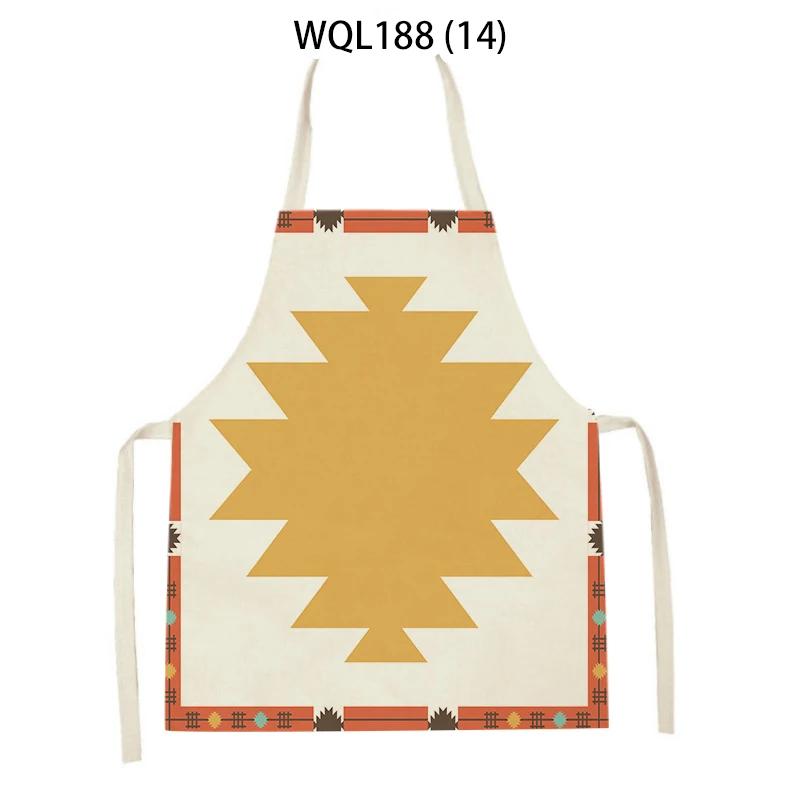 Retro Geometry Print Kitchen Apron for Woman Man Bohemia Linen Baking Aprons Adult Kids Cooking Apron Cleaning Tools Tablier