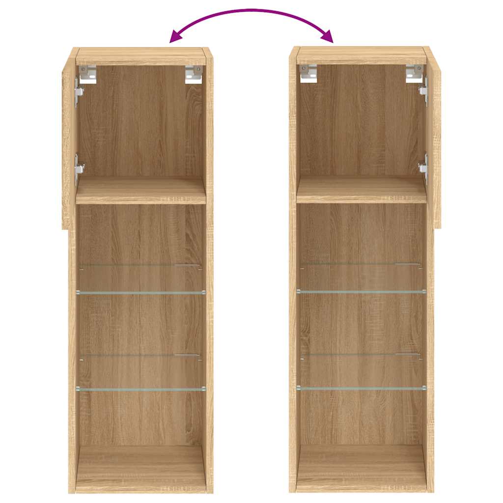 TV-Ständer mit LED-Leuchten 2 Stück Sonoma-Eiche 12 x 12 x 35,4  (L x B x H)