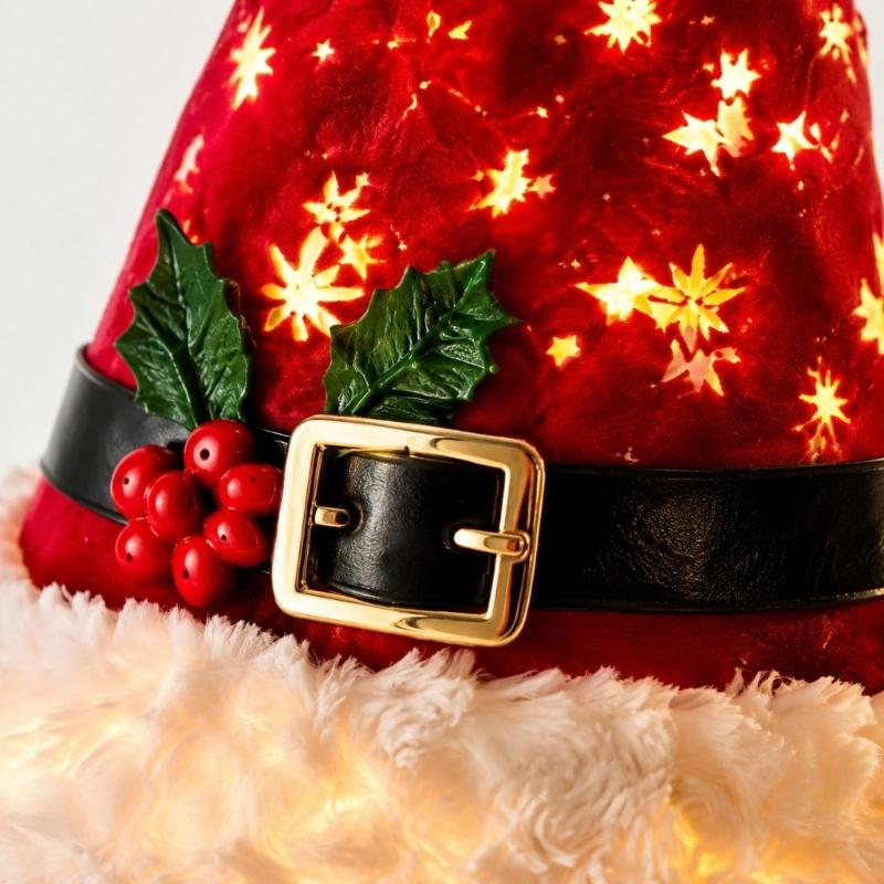 Santa Hat Chandelier Red-White Christmas Hanging Decoration, Tiered Santa Hat Figure Set for Holiday Parties and Indoor Home Displays
