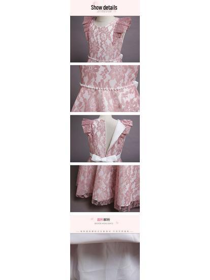 Neues europäisches und amerikanisches Mädchenkleid für Blumenmädchen, Prinzessin, Hochzeit, mit langen und kurzen Ärmeln