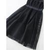 Socialite Temperament Hepburn Style Mesh Hollow Sleeveless Waist Hugging Slimming Dress Expansion Skirt Black Dress