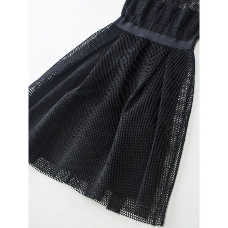Socialite Temperament Hepburn Style Mesh Hollow Sleeveless Waist Hugging Slimming Dress Expansion Skirt Black Dress