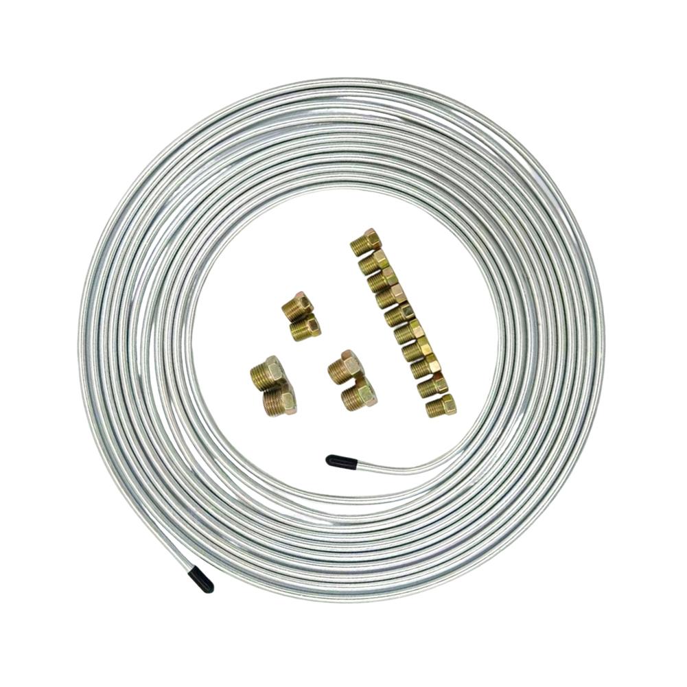 Kit Linea Freno Auto da 25 Piedi 3/16 Pollici Raccordi Linee Freno Kit di Riparazione Linee Freno Per la Maggior Parte dei Veicoli Auto SUV Camion Parti Freni