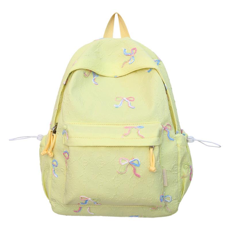 Summer New High-Value Cute Bowknot Backpack for Girls, Elementary and Middle School Students, Japanese Style Double Shoulder Bag