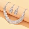 3pcs Classical Luxury All Diamond Hollow Exaggerated Bridal Necklace Earring Set Elegant Banquet Party Women Fashion Accessories