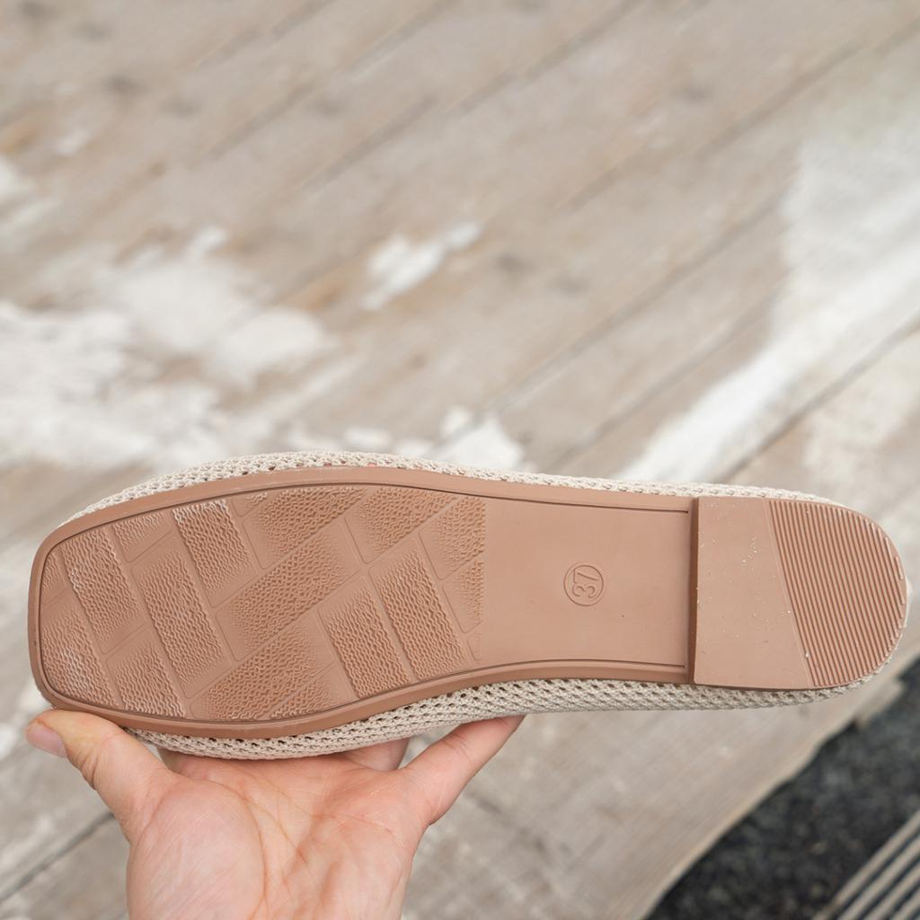 New Fashion Square Knit Breathable Flat Sole Single Shoes Solid Light Mesh Fly Knit Lazy Work Shoes Flat Shoes