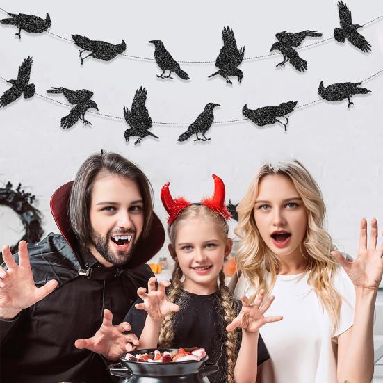Black Crow Raven Halloween Decoration Festive Atmosphere Enhancer Party Banner Home Party Festival Decor