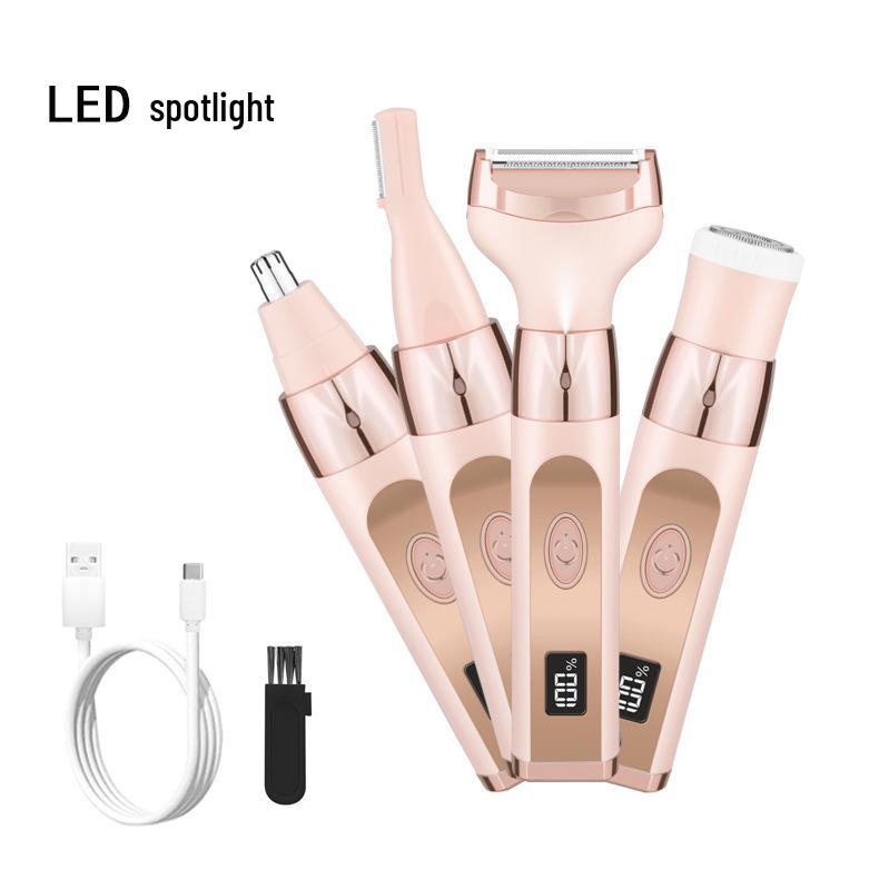 Women's Four-in-One USB Rechargeable Electric Shaver for Legs, Armpits, and Pubic Hair