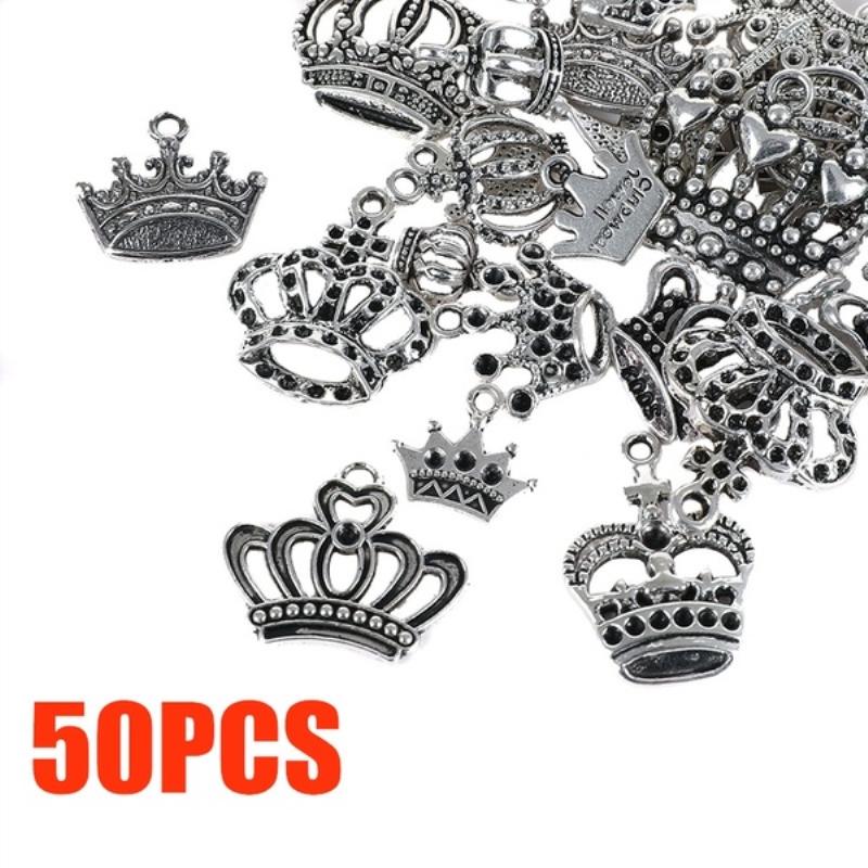 

50 шт. смешанные тибетские серебряные подвески-короны для изготовления ювелирных изделий 50pcs