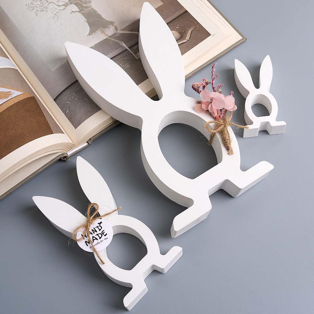 3D Rabbit Silicone Candle Mold DIY Easter Bunny Tealight Candlestick Casting Molds Soap Plaster Resin Craft Making Home Decor