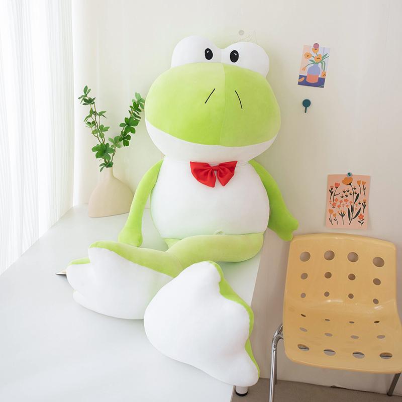 Creative Cartoon Gentleman Frog Plush Doll Backpack Green Pink Tie Frog Plush Toy Pillow Super Soft Gift For Boys And Girls