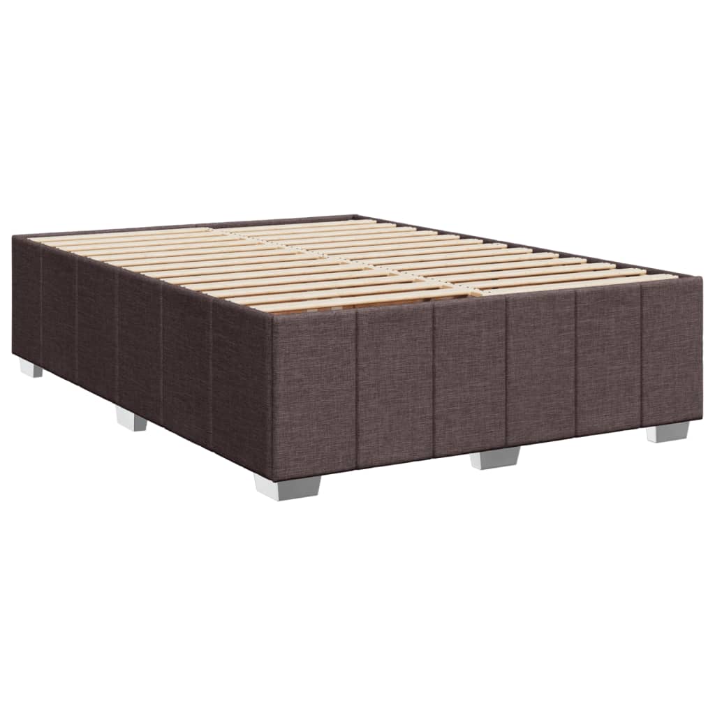 Box Spring Bed with Mattress Dark Brown 140 x 200 cm Fabric