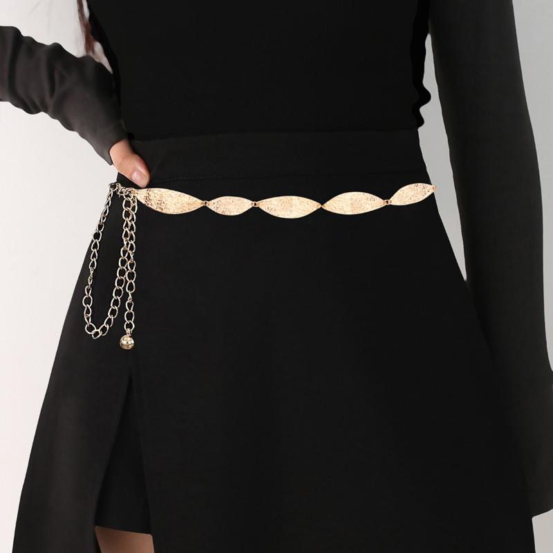 Female Waist Chain Belt Metal Leaf Waist Chain Belts With Skirt Belt For Women Luxury Waistband For Summer Beach